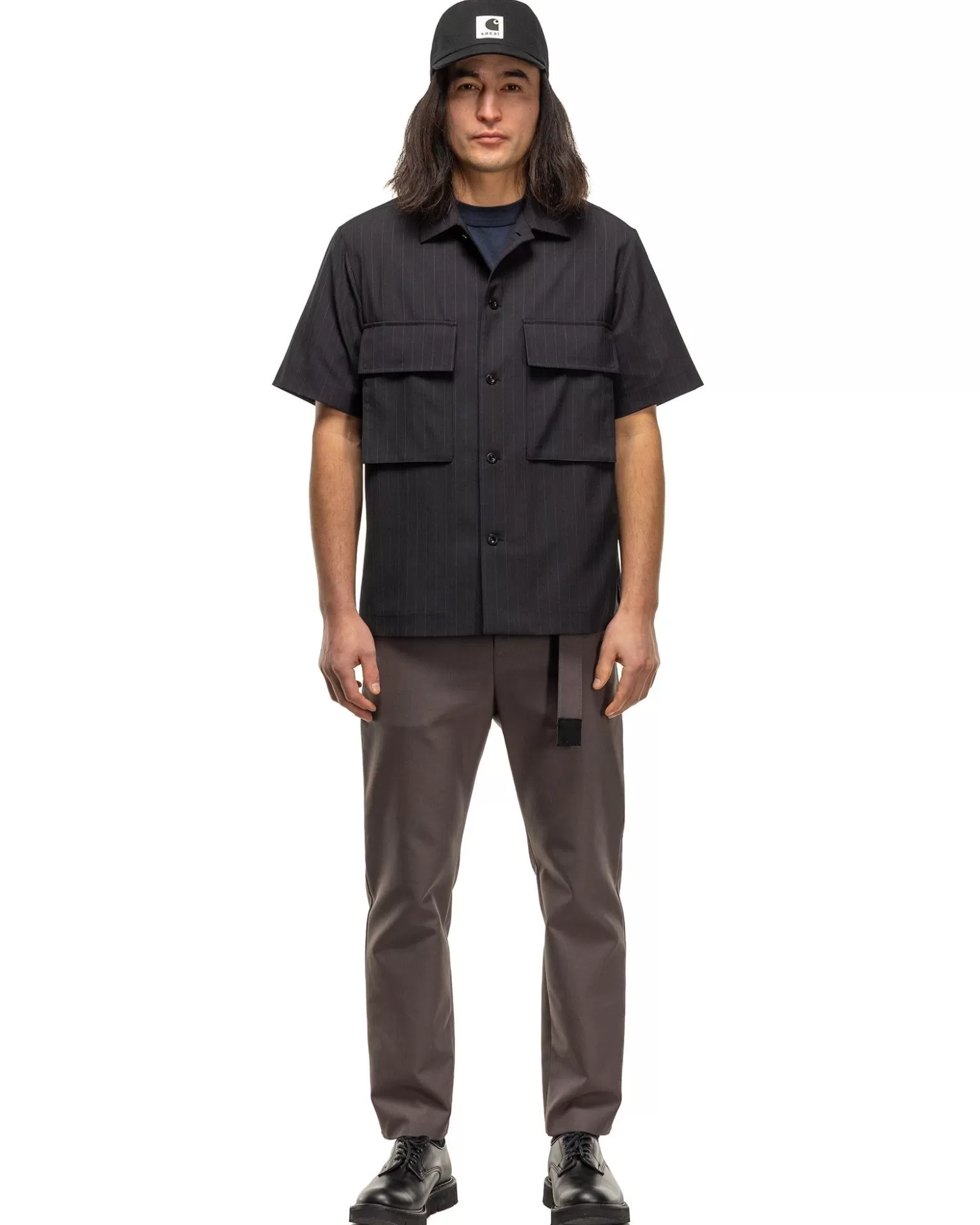 sacai Chalk Stripe Shirt Navy Shop