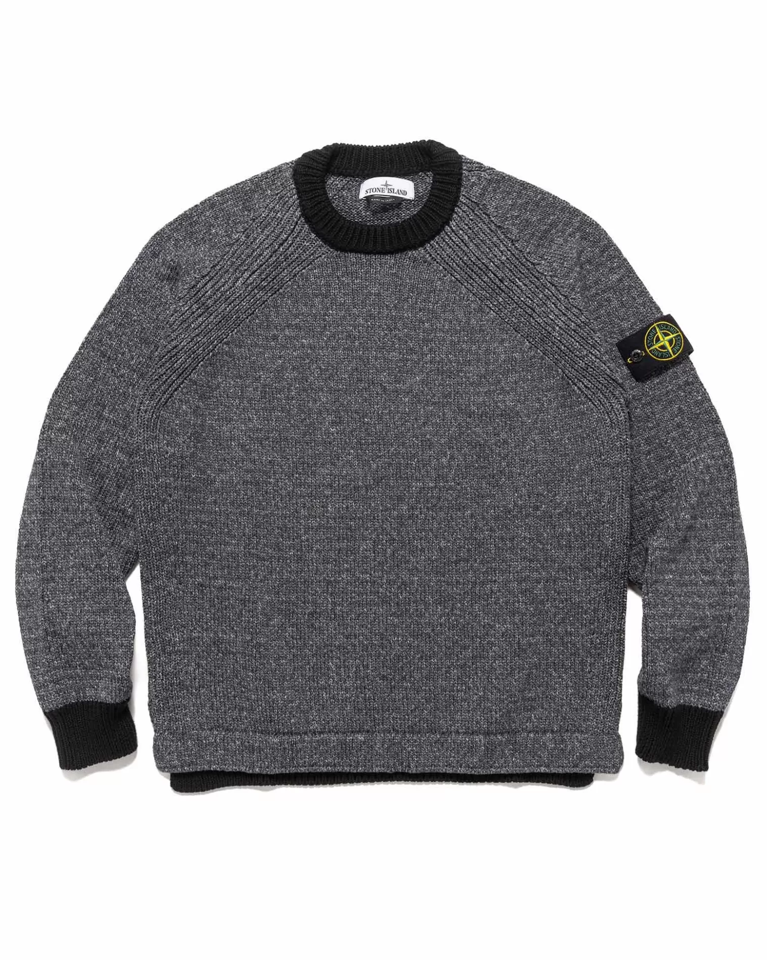 Stone Island Color Sprayed Tape Crewneck Knit Black Sale
