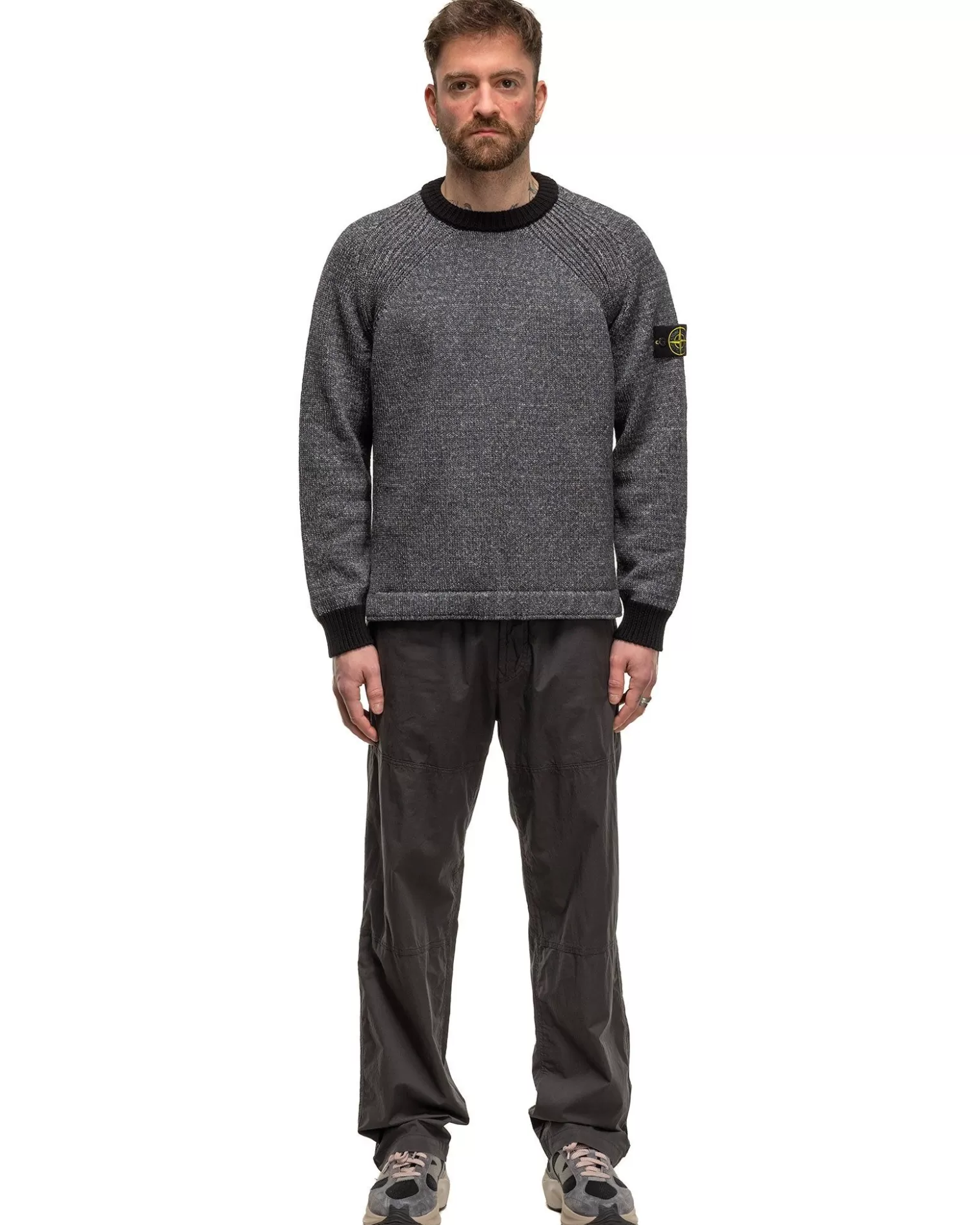 Stone Island Color Sprayed Tape Crewneck Knit Black Sale