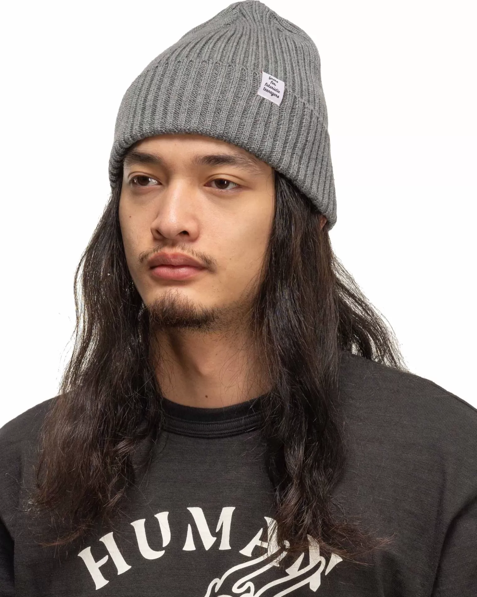 Human Made Cotton Rib Beanie Grey Best