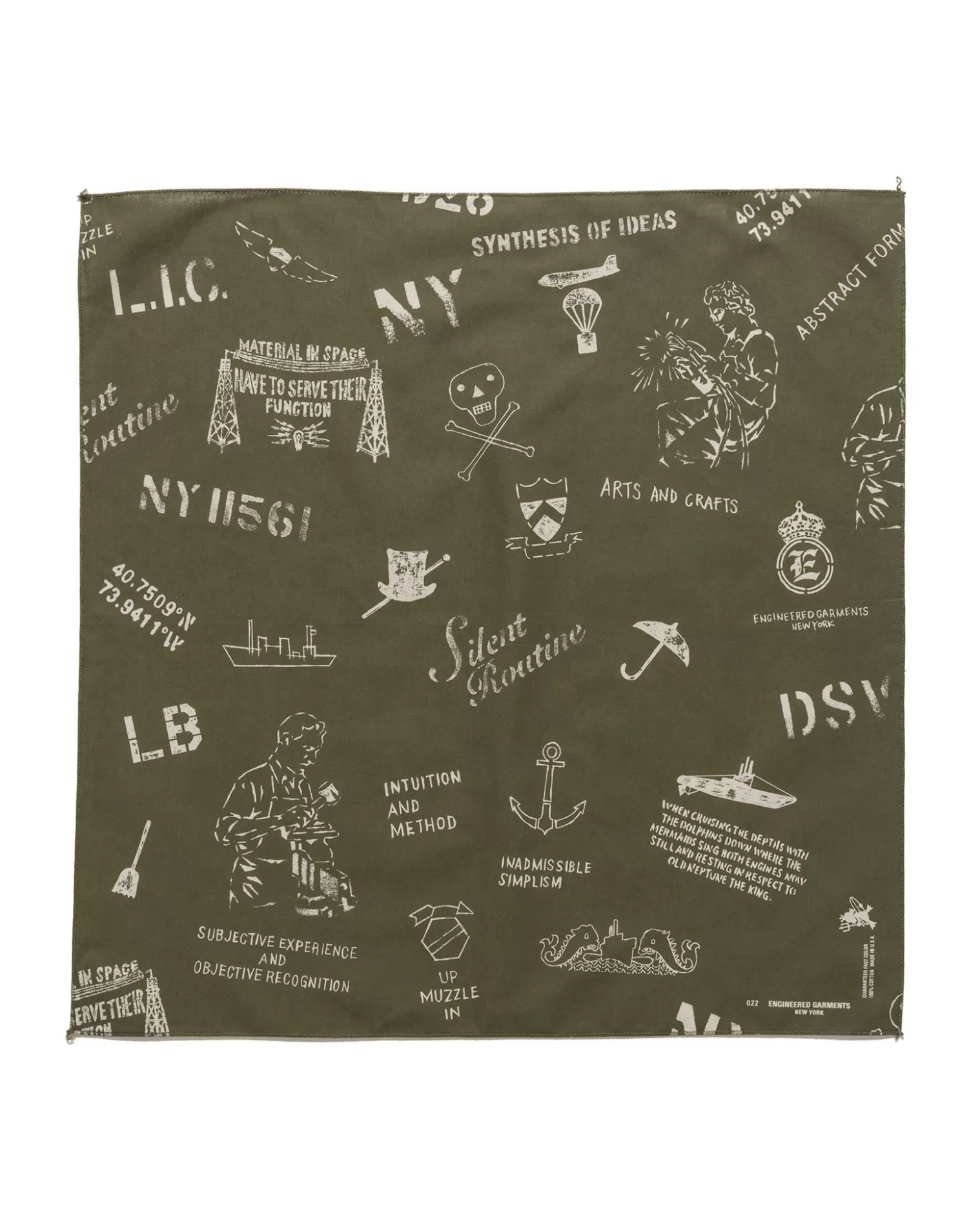 Engineered Garments Printed Bandana Ny Olive Cheap