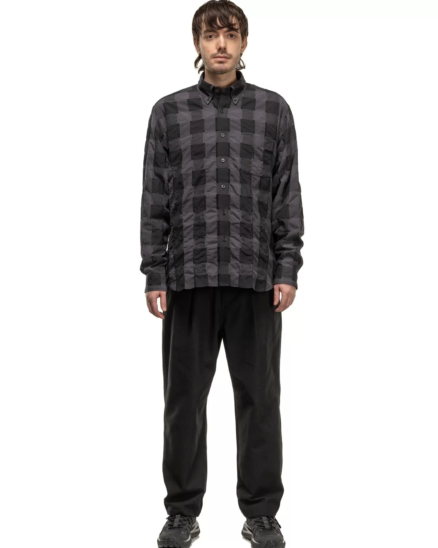 Sophnet. Sheer Check B.D Shirt Black Shop